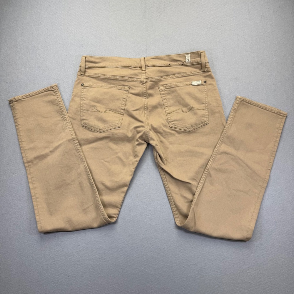 7 For All Mankind Paxtyn Skinny Jeans Mens 36 Khaki‎ Tan Cotton Stretch Pants